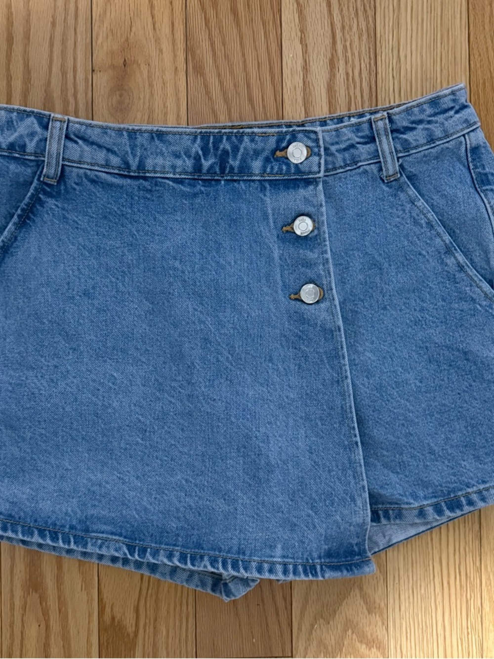 Zara Asymmetrical Denim Skort - Blue